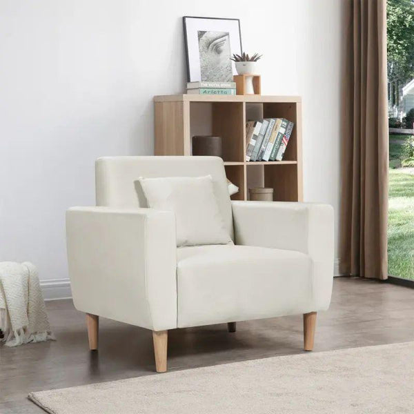 Beige Velvet Timeless Chair with Swedish Wood By Alhome - ALHOME