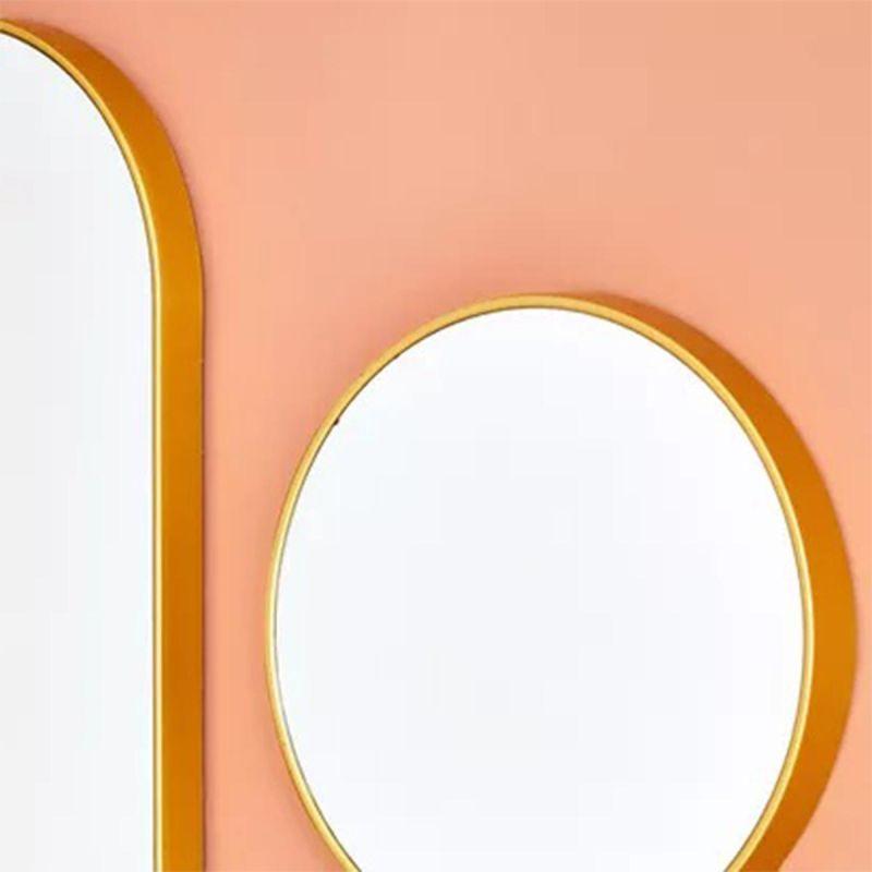 A set of longitudinal and round wall mirrors with a frame - two pieces - gold - By Family Ship - ALHOME