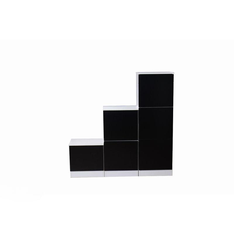 Shoe Cabinet With 3 Sections In A Graduated Design Made Of Premium Wood - Black And White - 40x30x120 cm - By Baity - ALHOME