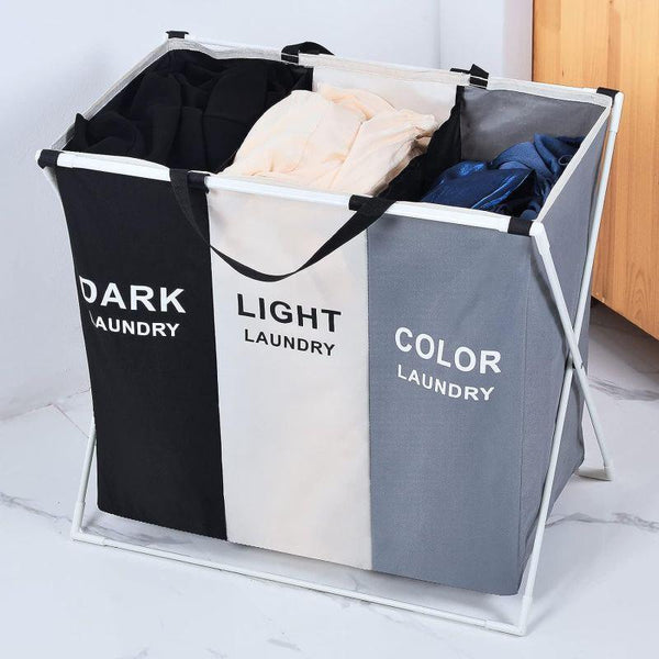 Foldable Laundry Basket For Organizing Clothes With Multiple Sections - 61x35x56 cm - By Family Ship - ALHOME