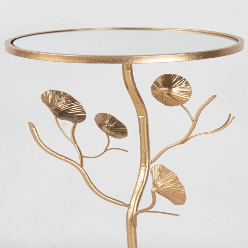 Single Table With A Circular Mirror Glass Top And Golden Iron Bases By Alhome - ALHOME