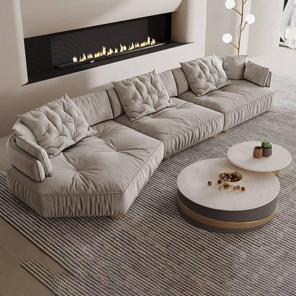 Luxurious Serenity: 3-Seater Velvet Sofa in Elegant Beige By Alhome - ALHOME