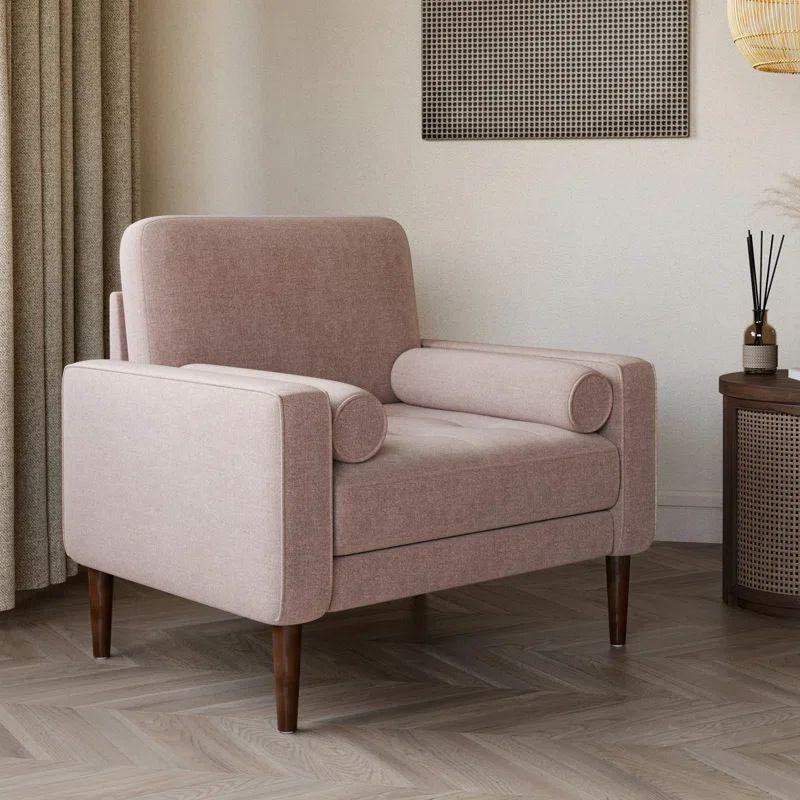 Blush Pink Linen Chair Swedish Wood By Alhome - ALHOME