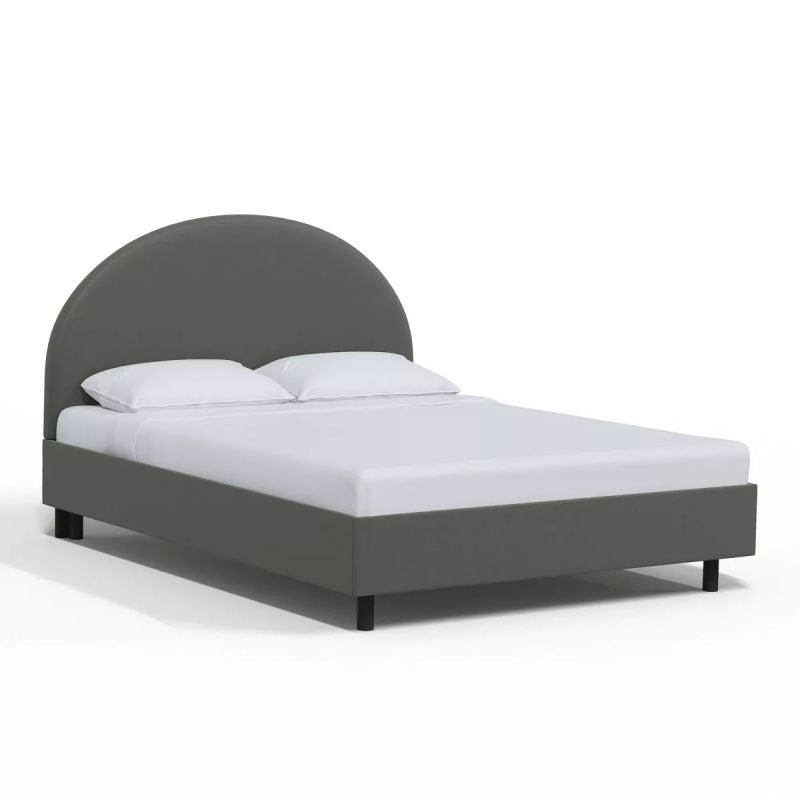 Grey Velvet Serenity: Swedish Wood Super King Bed (200x200x140) by Alhome - ALHOME