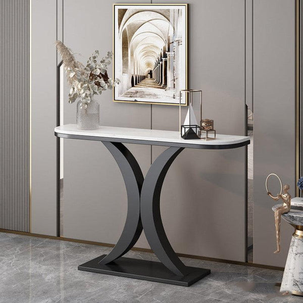 Classic Wood Console with Marble Elegance By Alhome - ALHOME