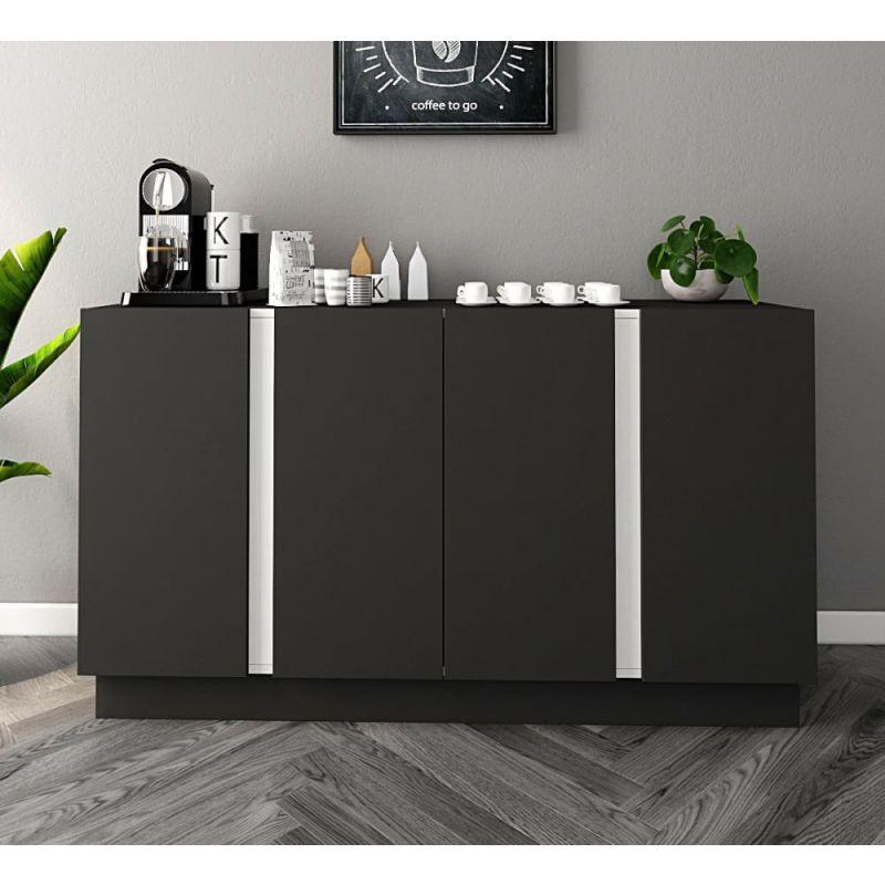 Black & White Coffee Corner with 4 Drawers By Alhome - ALHOME