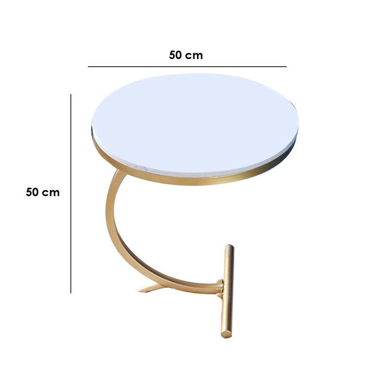 Side Table 50x50x50 cm - White & Gold By Alhome - ALHOME