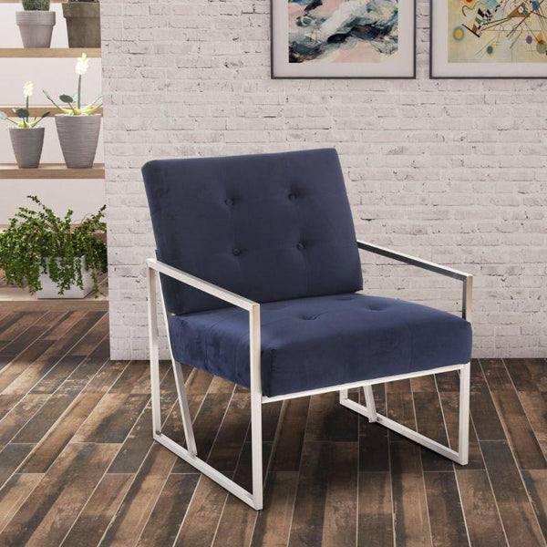 Modern Velvet Chair - Indigo - 90x85x85 cm - By Alhome - 110113859 - ALHOME