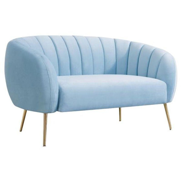 Sky Blue Velvet 2-Seater Sofa Swedish Wood By Alhome - ALHOME