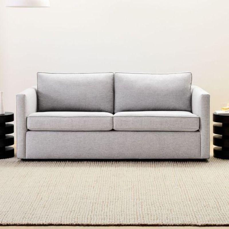 Modern Gray Linen 3-Seater Sofa - 210x85x45 cm - Swedish Wood By Alhome - 110110952 - ALHOME