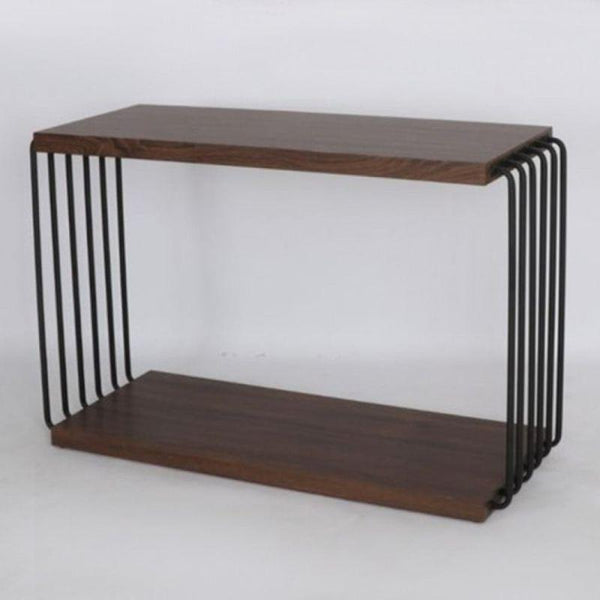 Wooden Console With Black Metal Bars - Dark Brown By Alhome - ALHOME