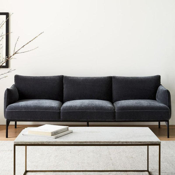 Contemporary Chic: Black Linen 3-Seater Sofa By Alhome - ALHOME