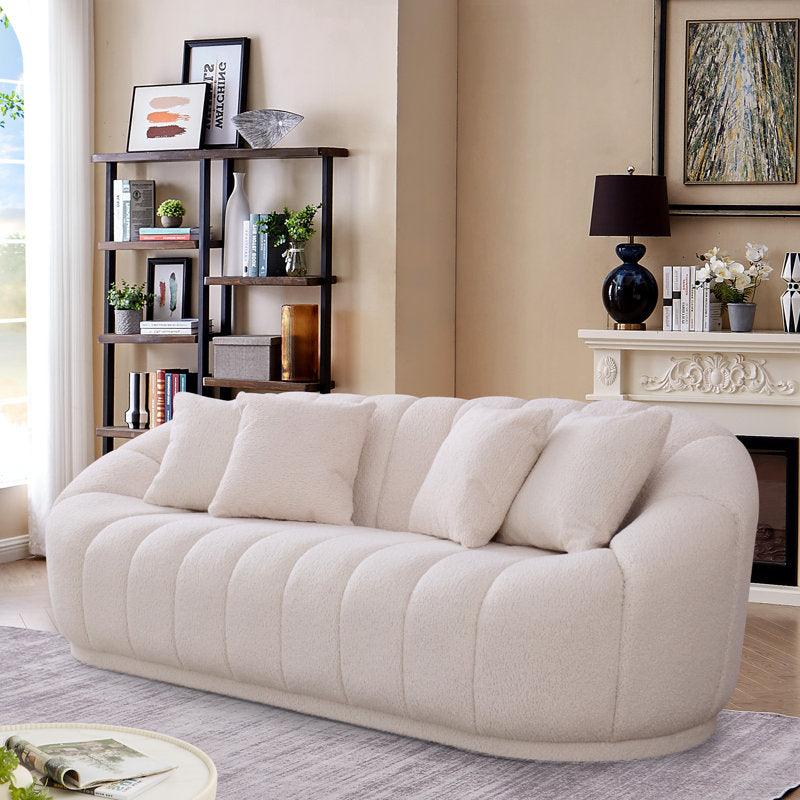 3-Seater Boucl√© Sofa in Classic Beige By Alhome - ALHOME