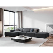 Modern Velvet L-Shape Sofa - Grey - 360x160x85x85 cm - By Alhome - ALHOME