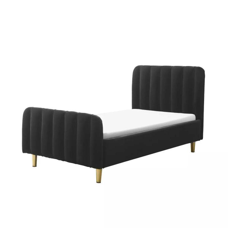 Kids' Black Fabric Upholstered MDF Bed: Sleek Sophistication, 120x200x140 cm by Alhome - 110112758 - ALHOME