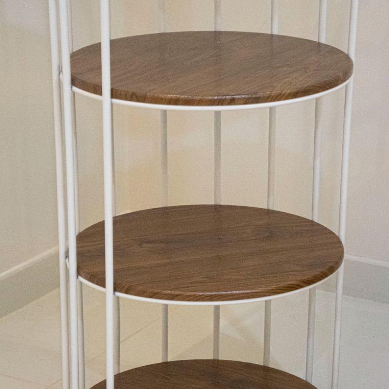 Cage-Shaped Stand - Wooden Shelves - Iron And Wood - By Alhome - ALHOME