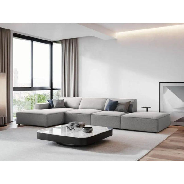 Modern Velvet L-Shape Sofa - Grey - 280x140x85x85 cm - By Alhome - ALHOME