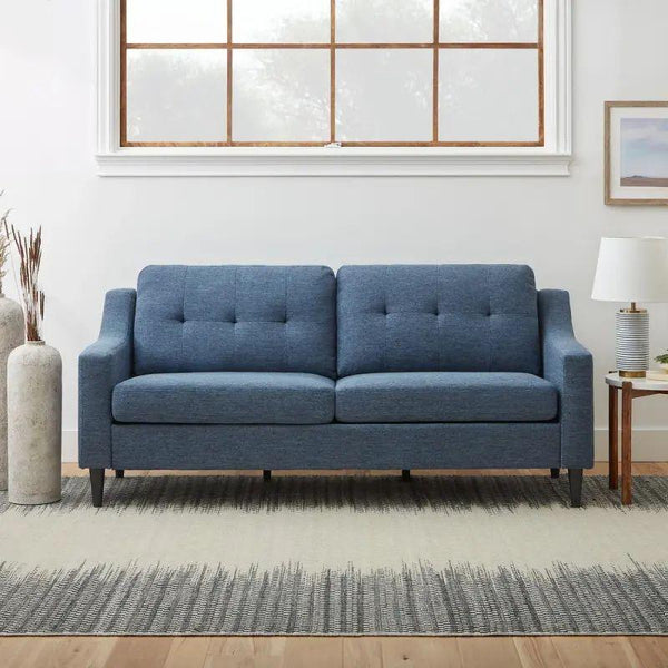 Serene Blue Linen 3-Seater Sofa - 200x85x45 cm - Swedish Wood By Alhome - ALHOME