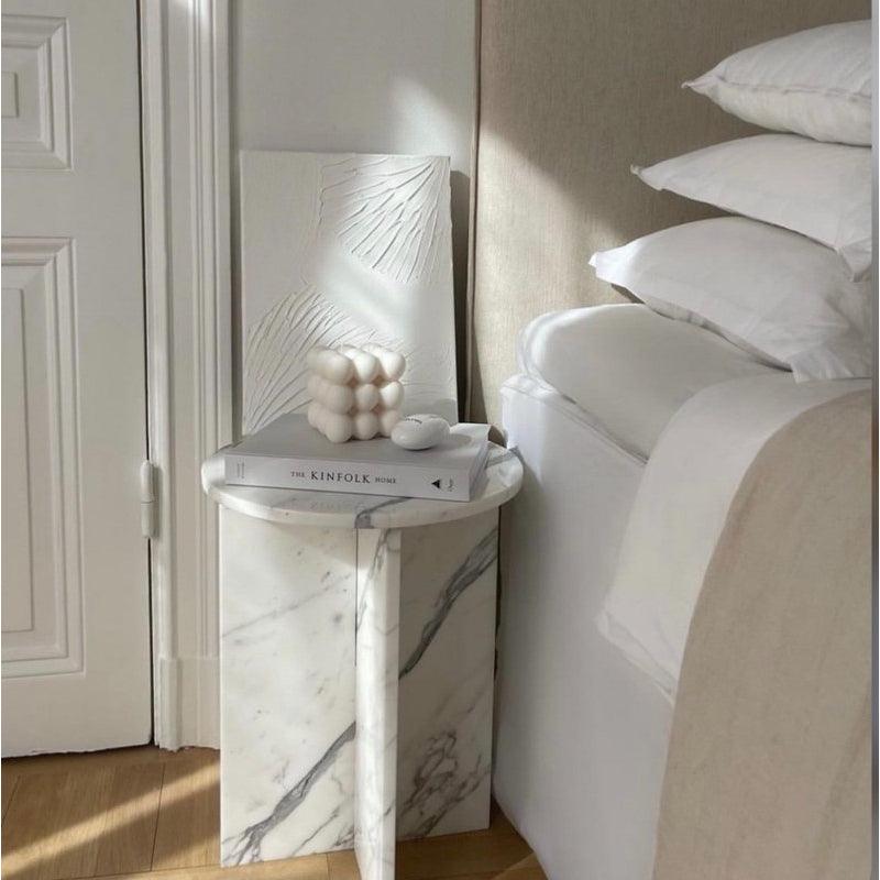 Elegance White Marble Side Table By Alhome - Zrafh.com - Your Destination for Baby & Mother Needs in Saudi Arabia