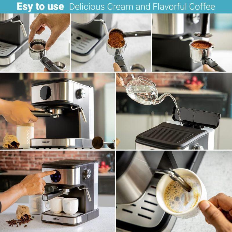 Geepas Digital Cappuccino Maker - 850 w - 20 Bar Pressure - 1.5L - Gcm41511 - .com - Your Destination for Baby & Mother Needs in Saudi Arabia