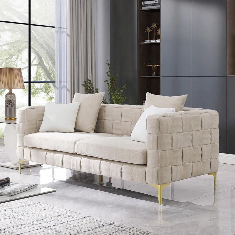 Velvet Harmony: 3-Seater Sofa in Elegant Beige By Alhome - ALHOME