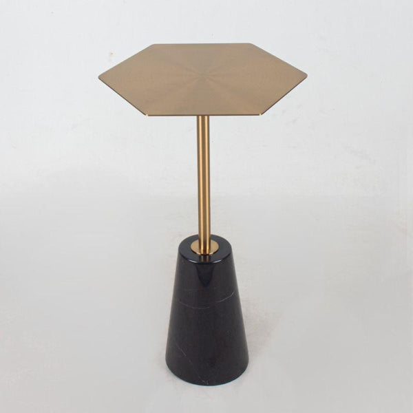 Modern Single Table With A Black Marble Base And A Hexagonal Surface Of Golden Stainless Steel By Alhome - ALHOME