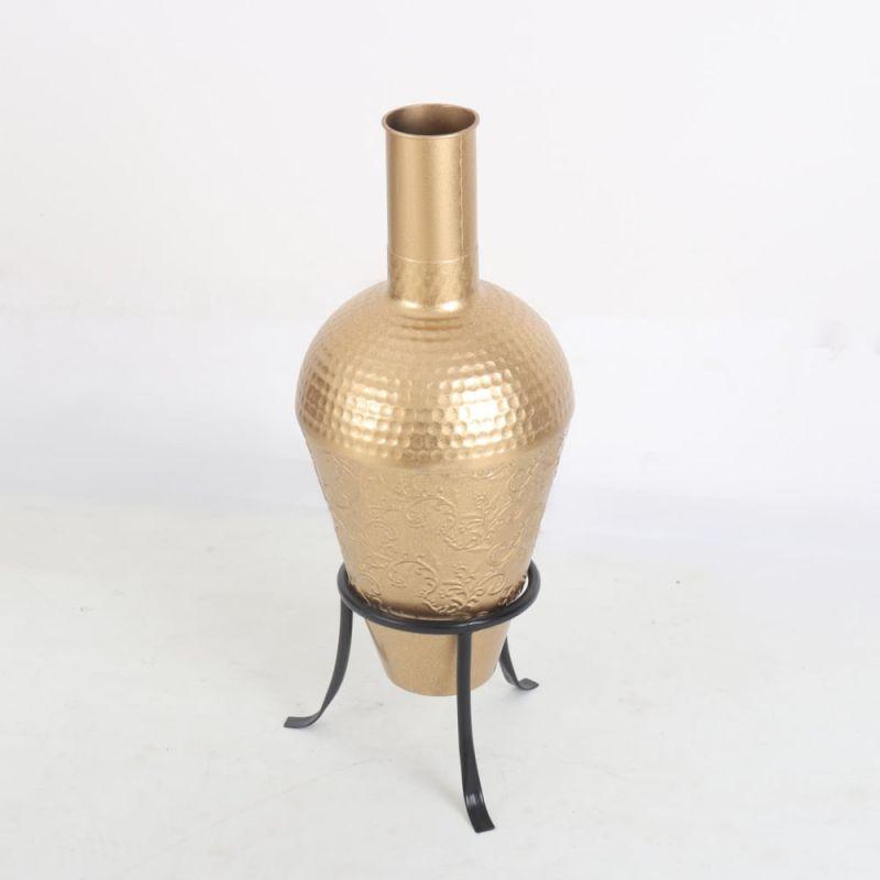 Metal Decoration Vase With Black Stand - Gold By Alhome - ALHOME