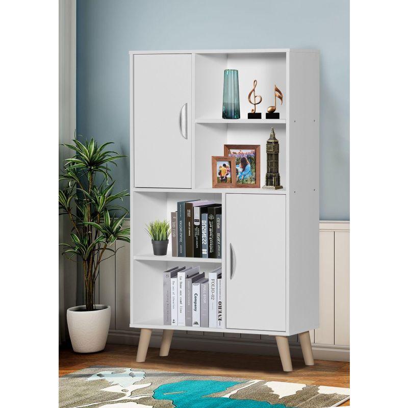 Wooden Storage Unit With Multiple Shelves And Drawers For Multiple Uses - White - 80x30x140 cm - By Baity - ALHOME