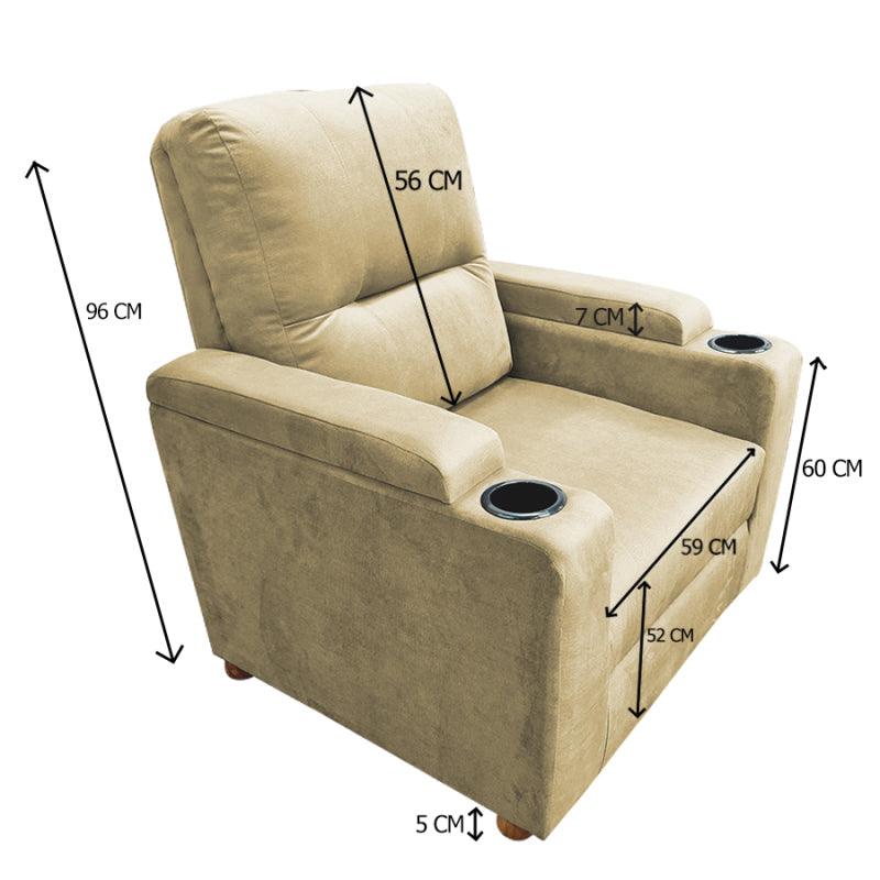 Velvet Classic Cinematic Recliner Chair with Cups Holder - E1 by In House - ALHOME