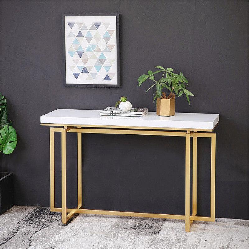 Sleek Iron Console with Marble Elegance By Alhome - ALHOME