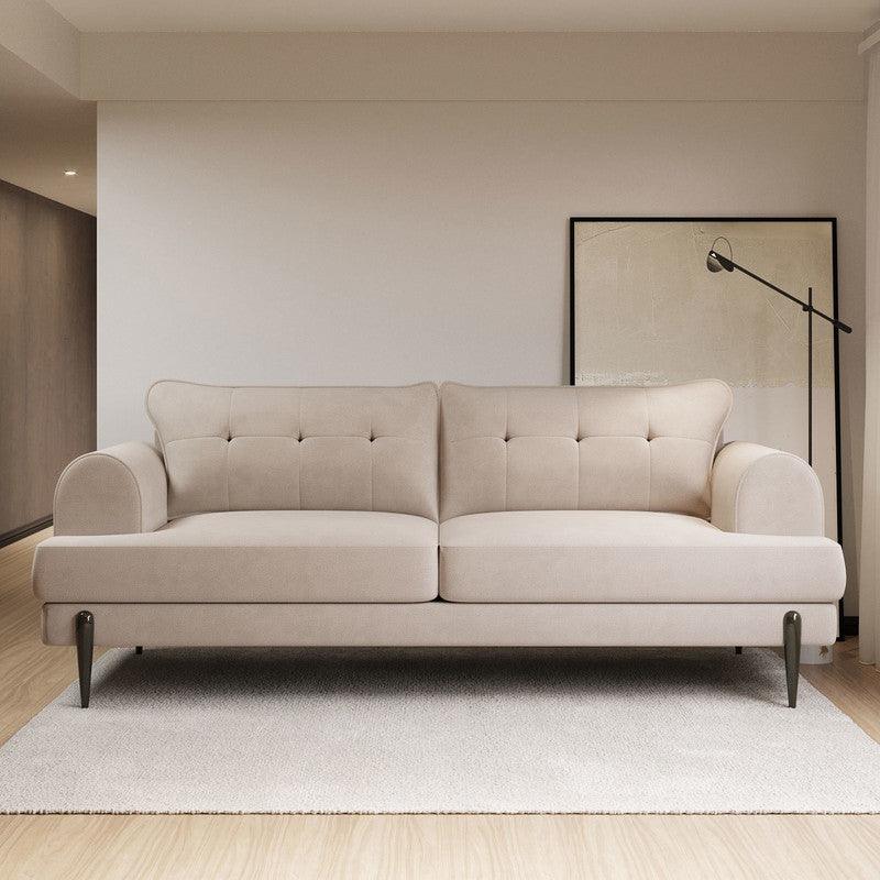 Subtle Splendor: Beige Velvet 3-Seater Sofa By Alhome - ALHOME