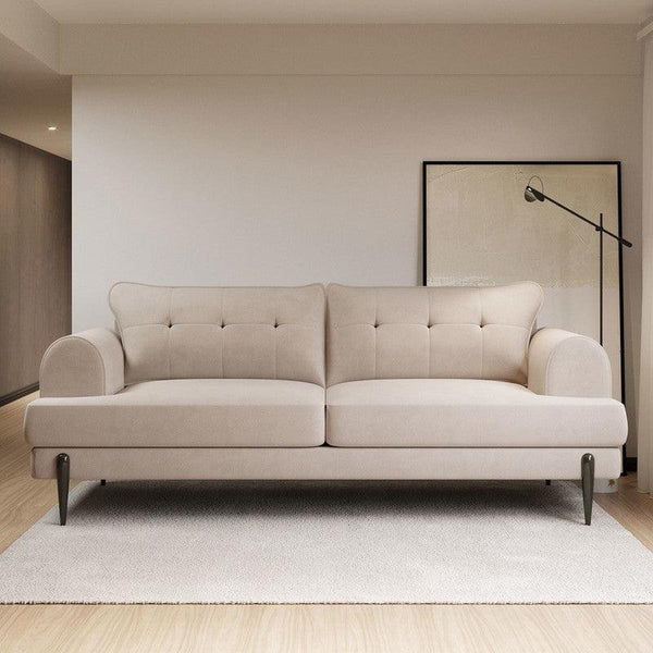 Subtle Splendor: Beige Velvet 3-Seater Sofa By Alhome - ALHOME