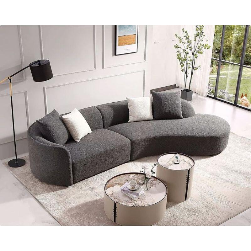 Grand Gray Boucle 4-Seater Sofa - 300x85x45 cm - Swedish Wood By Alhome - ALHOME