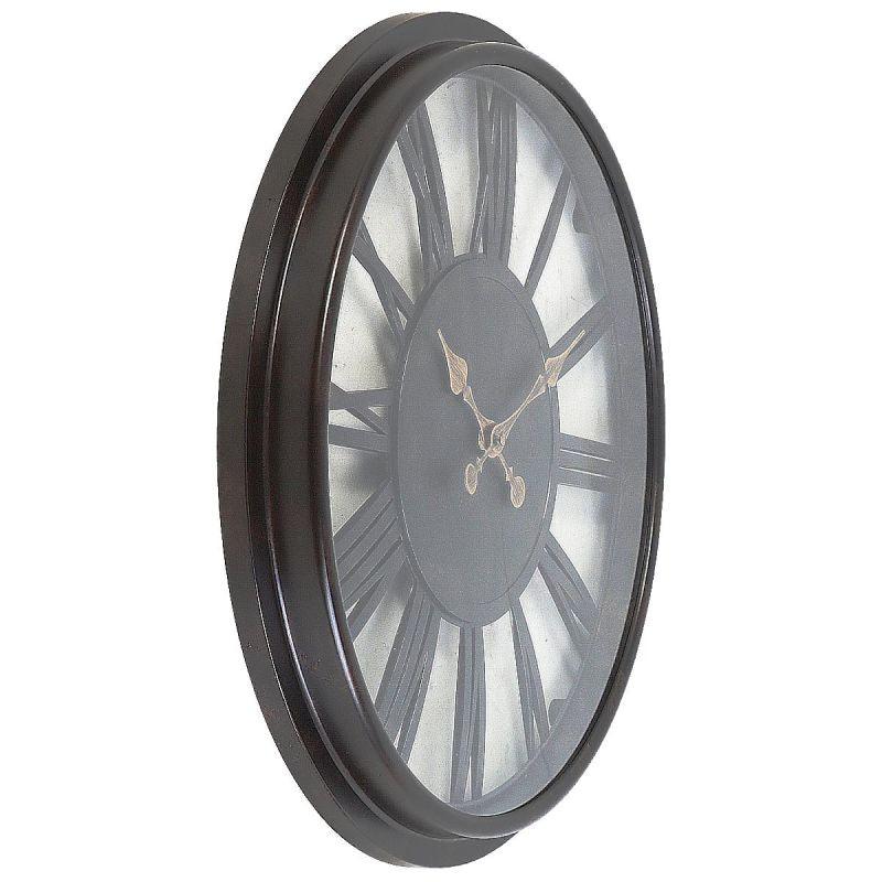 Battery Operated Plastic Latin Round Wall Clock - Brown - Diameter 50 Cm - By Family Ship - ALHOME