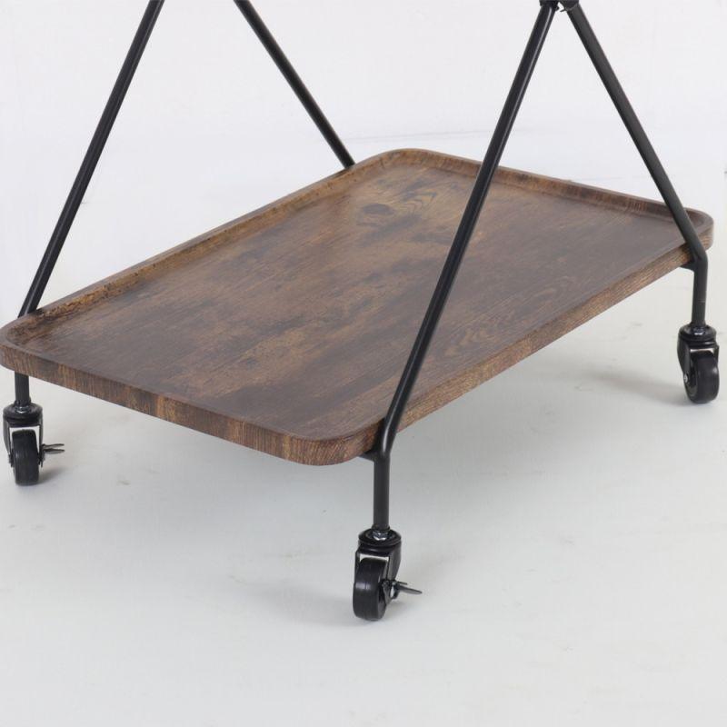 Double-Deck Wooden Hospitality Cart - Wood + Iron - Black - By Alhome - ALHOME