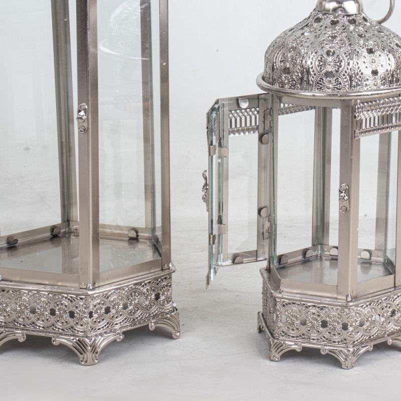 Metal Lanterns Set - Silver - 110111941 - By Alhome - ALHOME