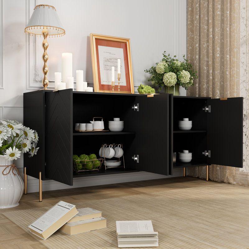 Modern Black Wood Buffet Table By Alhome - 110110537 - ALHOME