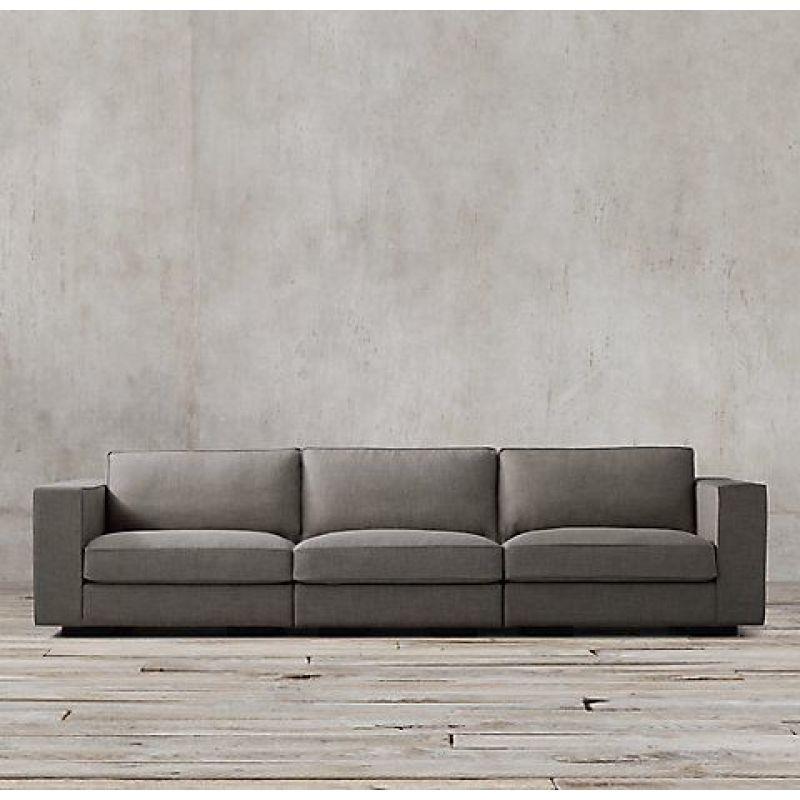 Spacious Gray Linen 3-Seater Sofa - 250x90x45 cm - Swedish Wood By Alhome - 110110956 - ALHOME