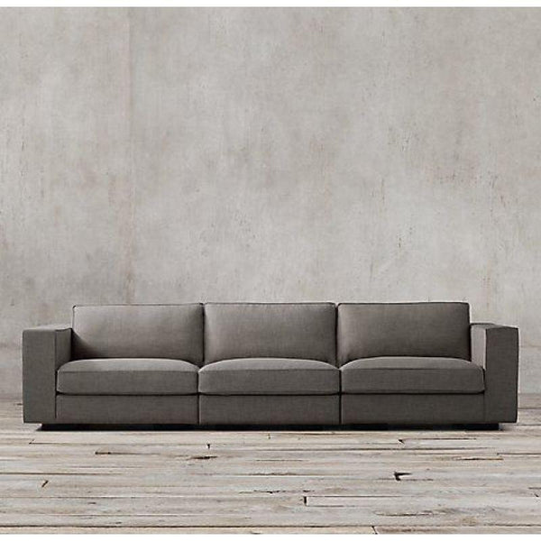 Spacious Gray Linen 3-Seater Sofa - 250x90x45 cm - Swedish Wood By Alhome - 110110956 - ALHOME