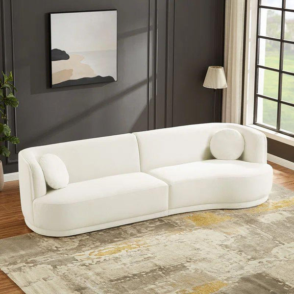 Luxurious White Velvet 3-Seater Sofa Swedish Wood By Alhome - ALHOME