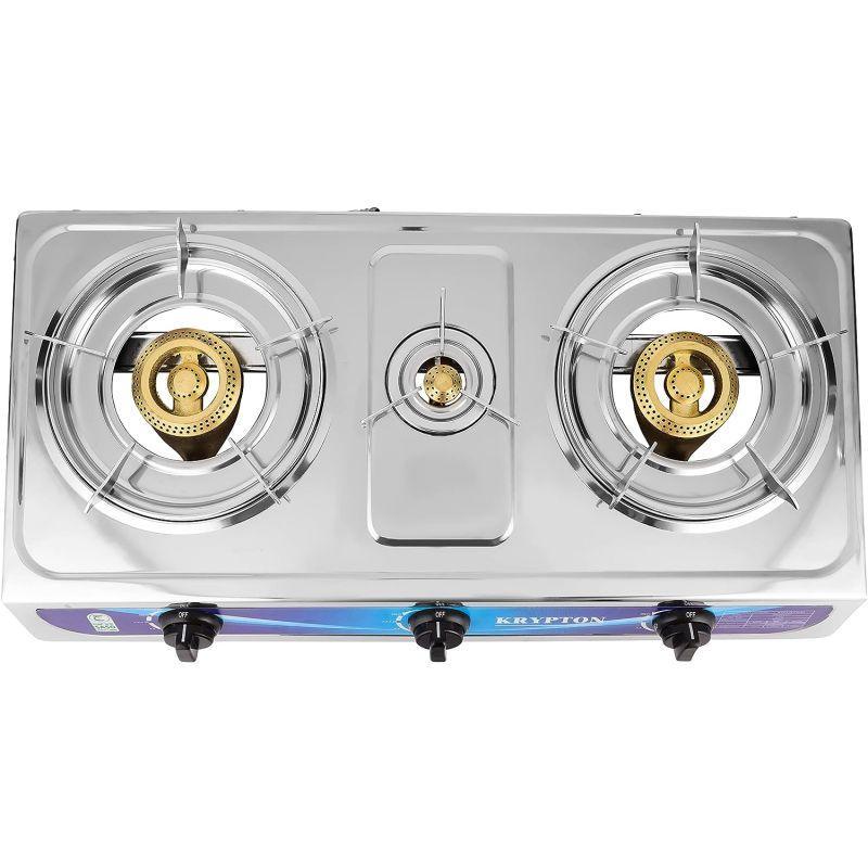 Krypton Triple Burner Gas Cooker Stainless Steel - KNGC6171 - .com - Your Destination for Baby & Mother Needs in Saudi Arabia