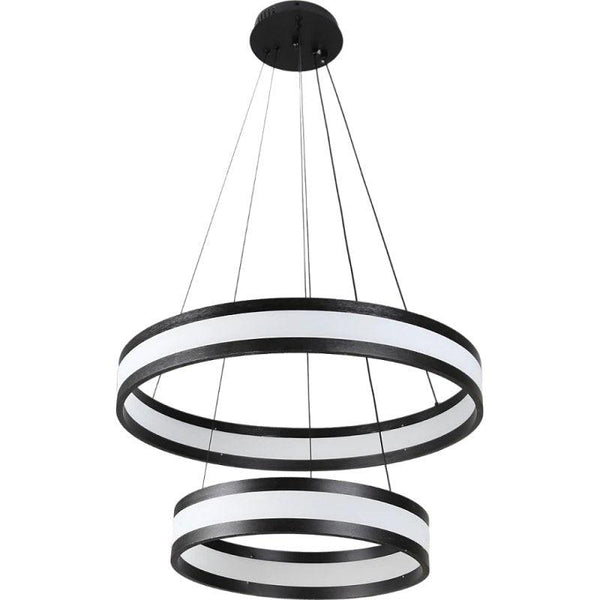 Modern Chandelier With Two Black Rings With 3 Lights - 85 W By Alhome - ALHOME