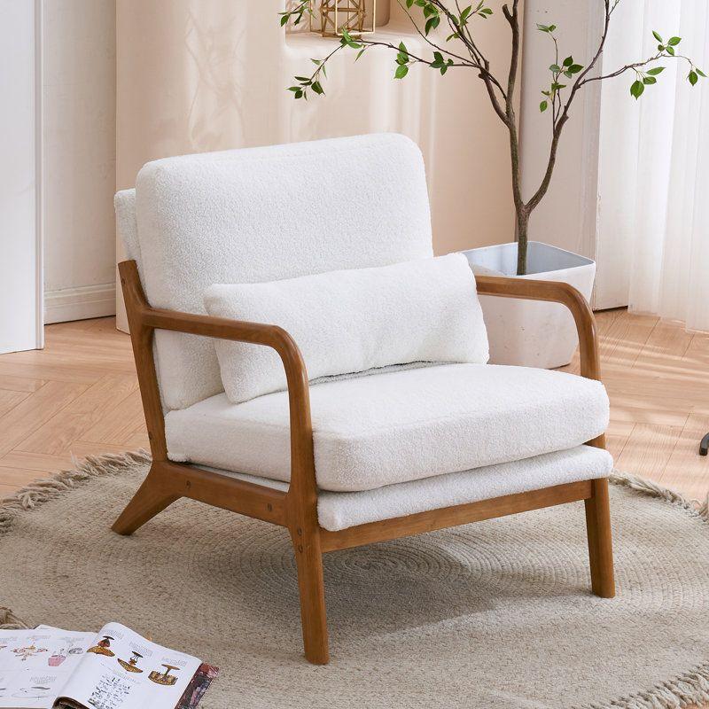 Modern Bouclé Chair - 80x85x85 cm - White - By Alome - ALHOME