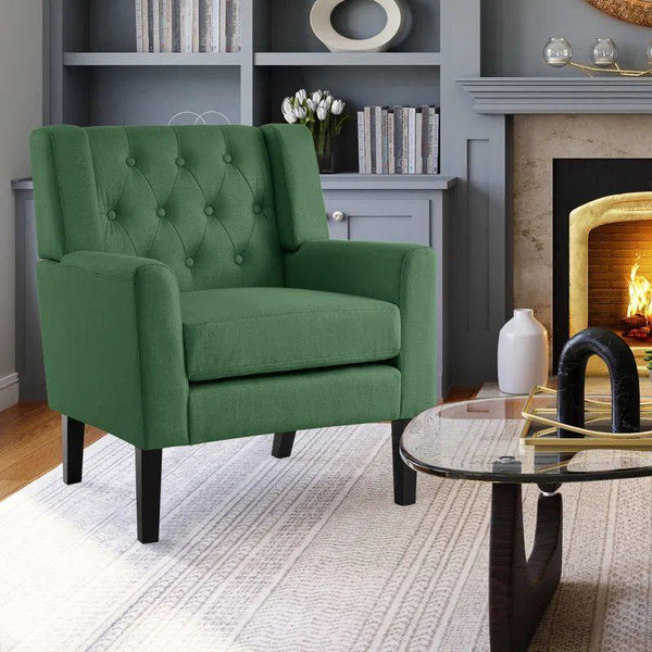 Lush Green Velvet Chair Swedish Wood By Alhome - 110110703 - ALHOME