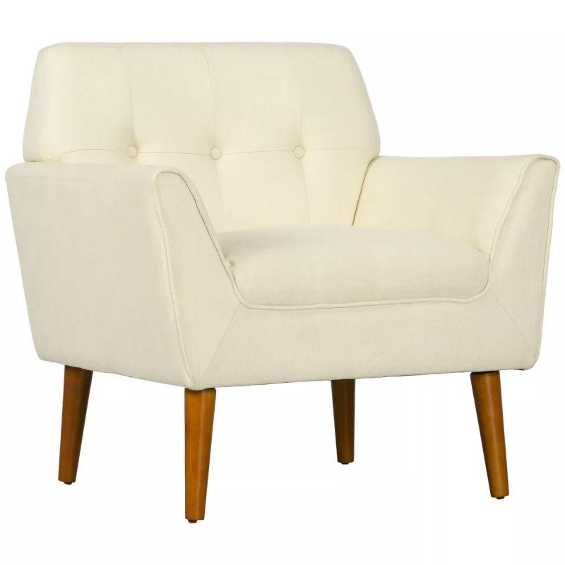 Modern Velvet Arm Chair - White - 90x85x85 cm - By Alhome - ALHOME