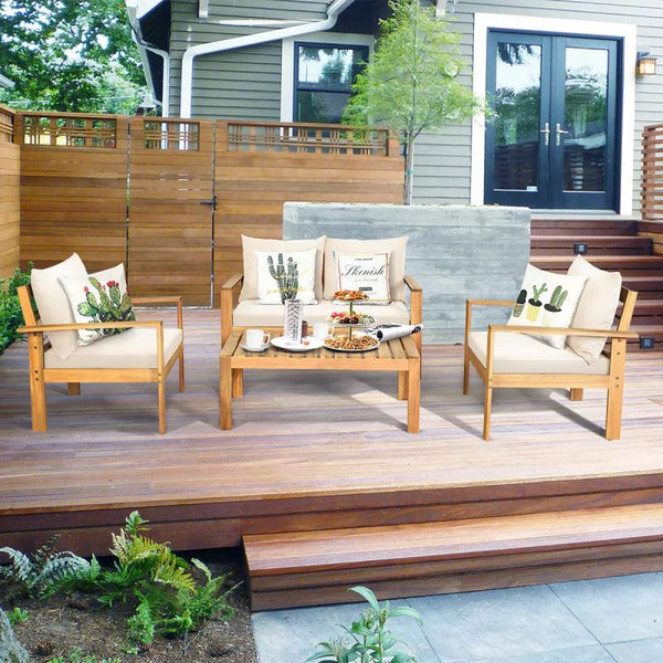 Trailside 4-Piece Beige Outdoor Seating Set By Alhome - Zrafh.com - Your Destination for Baby & Mother Needs in Saudi Arabia