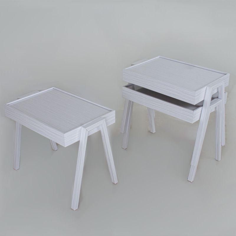 Set of White Rectangular Service Tables With Smooth Surfaces By Alhome - ALHOME