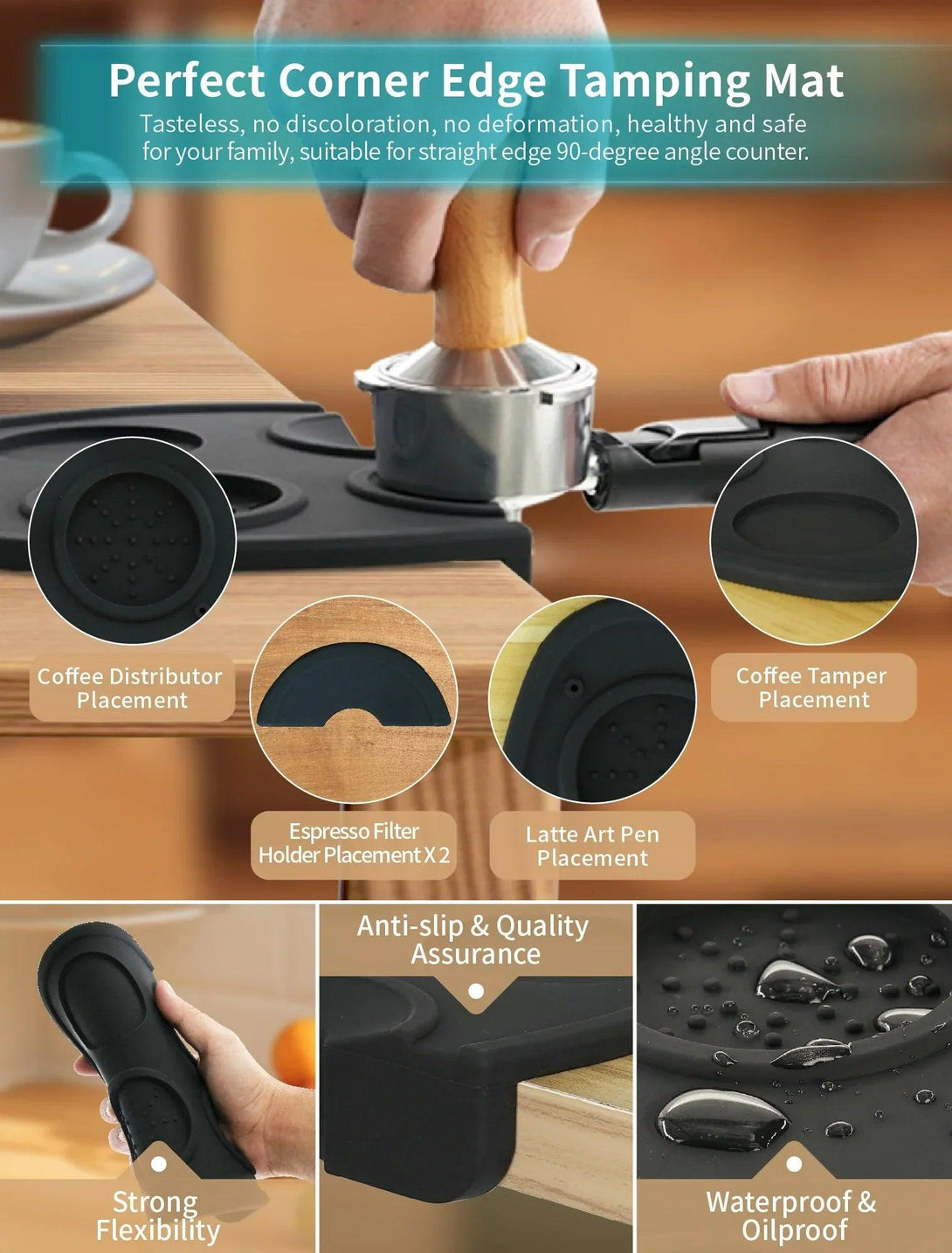 Gevi Espresso Machine Accessories - Knock Box for Espresso Coffee Grounds, Espresso Tamper and Mat, Food Safe Silicone Coffee Tamp - .com - Your Destination for Baby & Mother Needs in Saudi Arabia