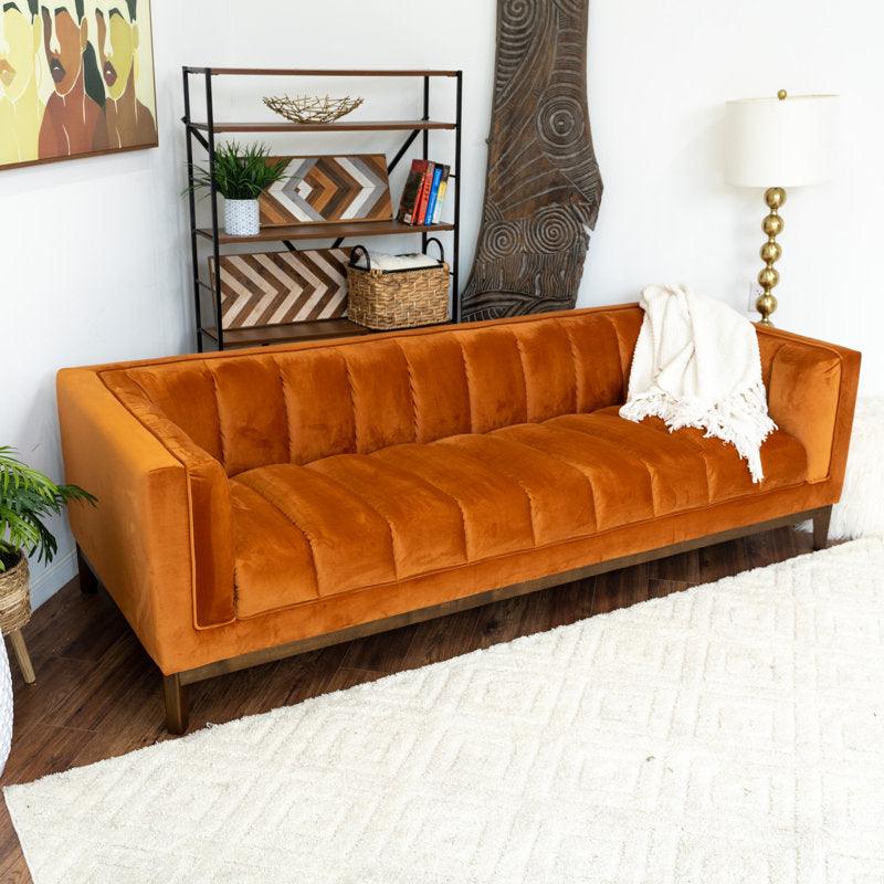 3-Seater Orange Velvet Sofa By Alhome - ALHOME