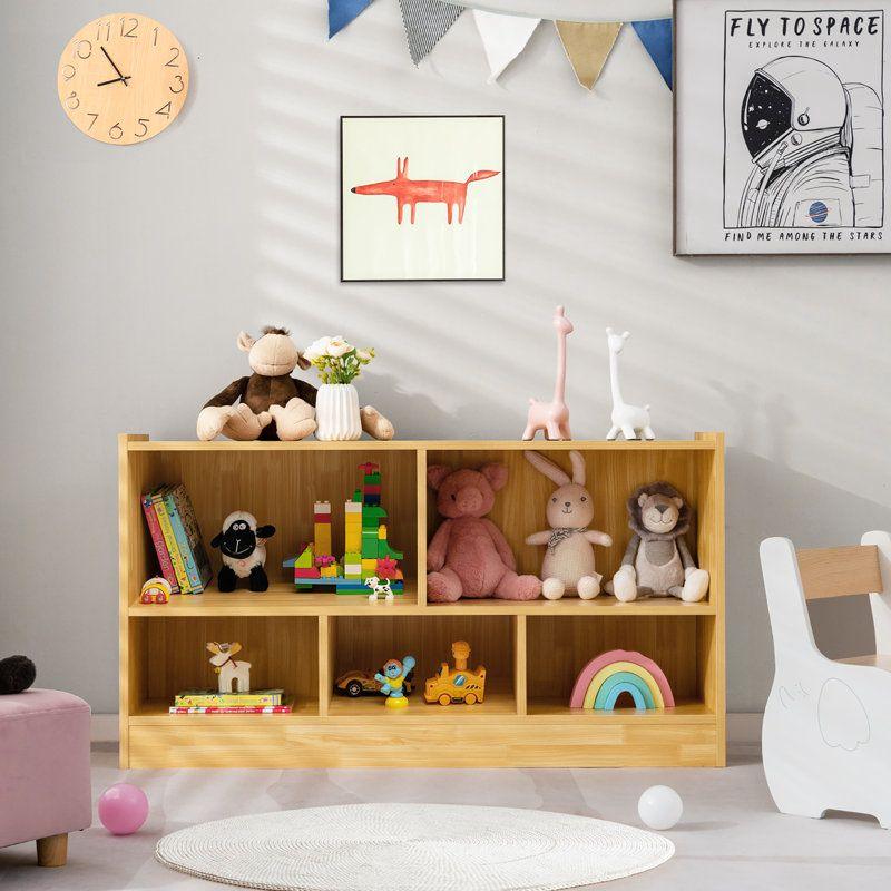 Kids Bookcase: 110x30x60 Wood, Beige by Alhome - ALHOME